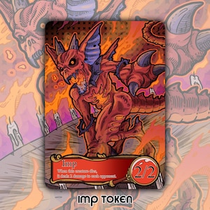Ficha de Imp - Cartas de juego de mesa de fantasía personalizadas de MTG Magic the Gathering, coleccionables de DnD Commander Ravnica Rakdos Judith Karlov