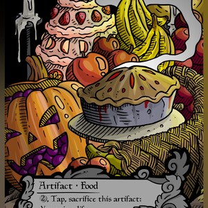Ficha de comida - Juego de cartas de juego de mesa de fantasía MTG Magic the Gathering personalizado y alterado, coleccionable, M21, juego básico, Eldraine Oko Cat