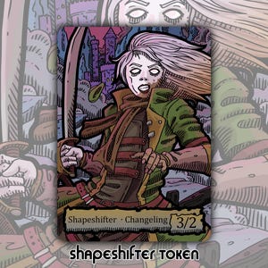 Ficha de cambiaformas: juego de mesa de fantasía Baldur's Gate, cartas coleccionables, DnD Commander, Changeling, batalla, Magic the Gathering, MTG personalizado