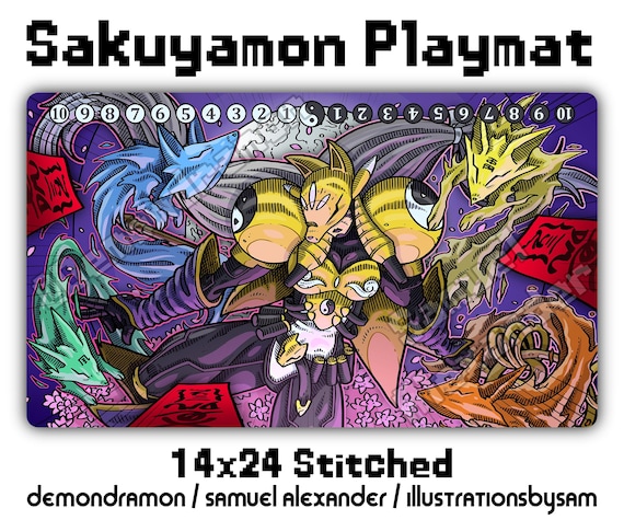 CLEARANCE Sakuyamon Playmat - 14x24 Digimon Card Game DCG Stitched Edges  Yellow Crisis Xros Pipe Fox Kuda Kitsune Taomon Kyubimon Renamon - Etsy
