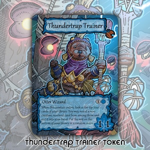 Ficha de entrenador de Thundertrap: juego de cartas de juego de mesa de fantasía Magic the Gathering personalizado de MTG, coleccionable, EDH, Bloomburrow, BLB, Offspring