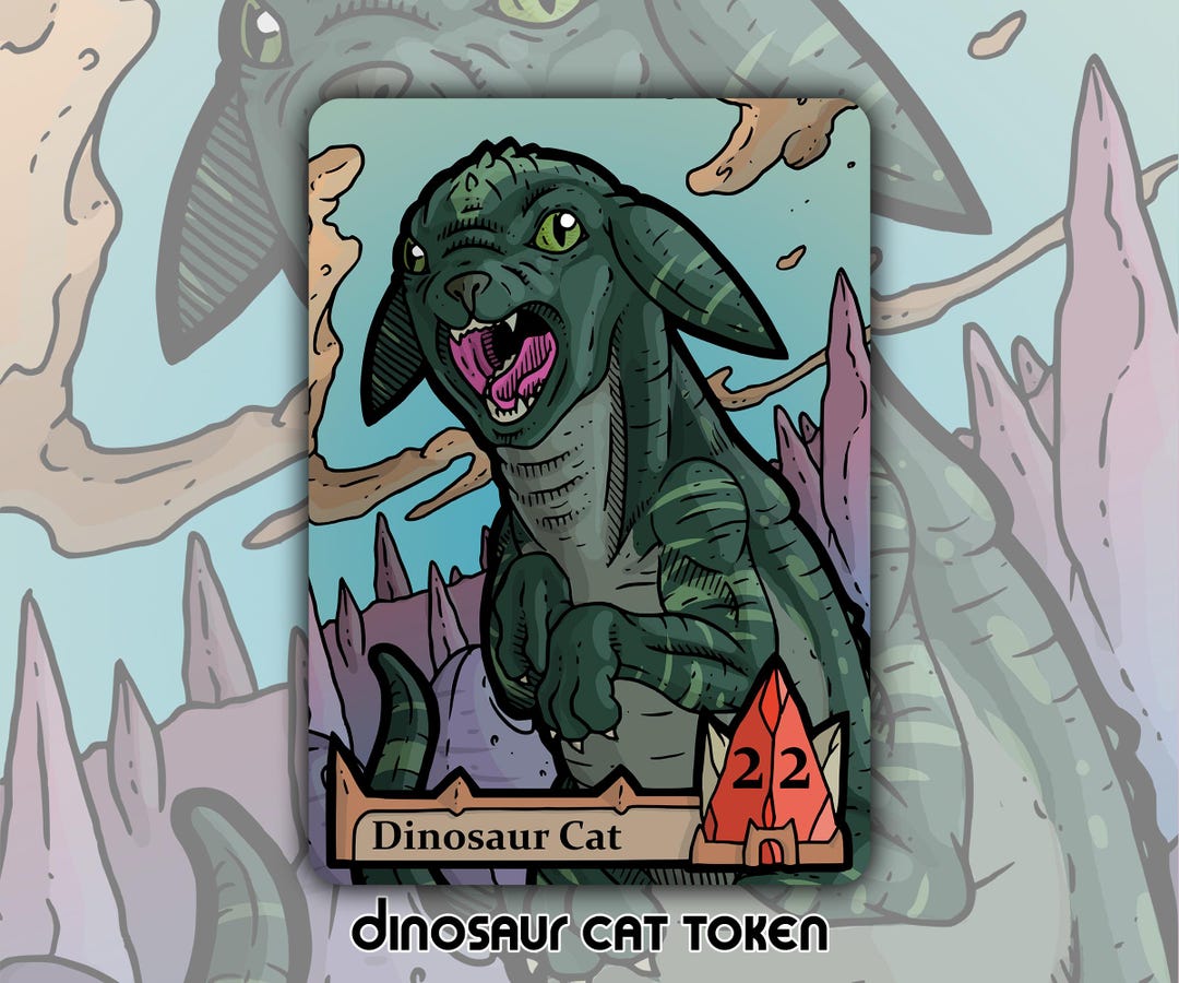 CLEARANCE Dinosaur Cat - Custom Token for Magic the Gathering - Ikoria ...