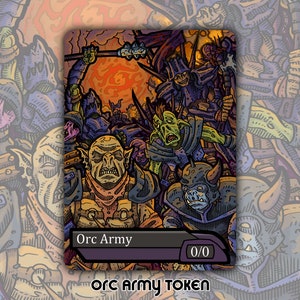 Ficha del ejército orco: juego de cartas de mesa de fantasía MTG Magic the Gathering personalizado y modificado, coleccionable, LTR Lord Rings Sauron Amass Bowmaster