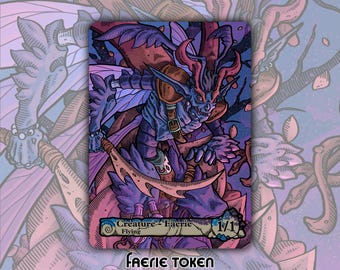 Faerie - Custom Token for Magic the Gathering 1/1 Blue Black Lorwyn