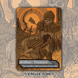 Ficha de tesoro: juego de mesa de fantasía MTG Magic the Gathering personalizado y modificado, juego de cartas coleccionable, artefacto Smaug de oro de maná