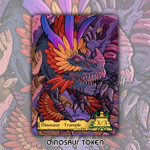 OFERTA Ficha de dinosaurio - Cartas coleccionables personalizadas para juegos de mesa de fantasía Magic the Gathering de MTG Commander Trample Ixalan Huatli Rivals
