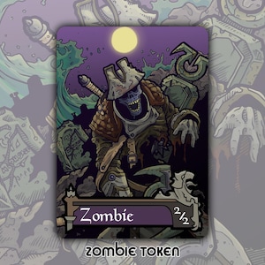 Zombie Token - Custom MTG Magic Gathering Innistrad Fantasy Board Game Card Gaming Collectible DnD Commander Horror Gothic Dark