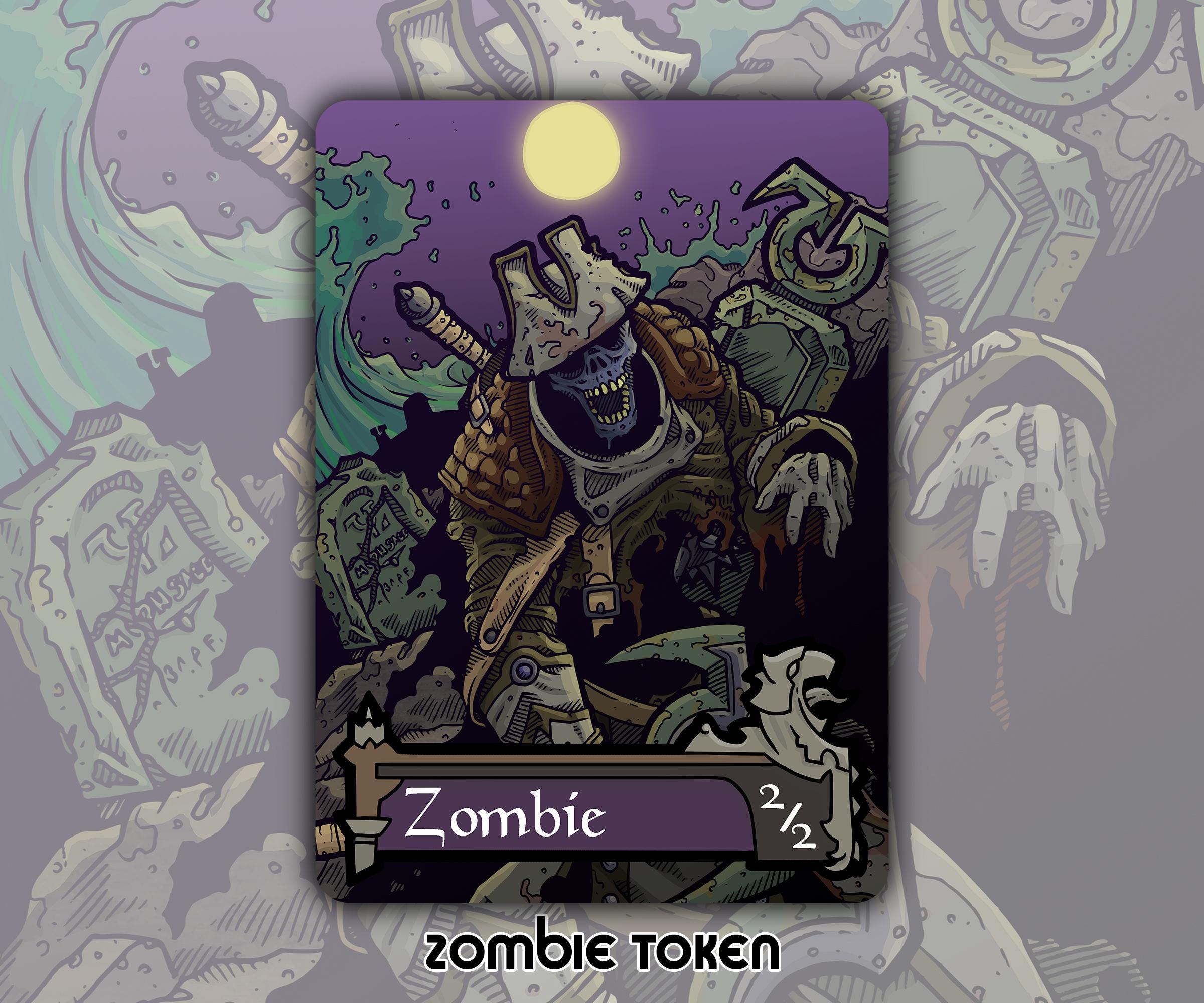 Zombie Token - Custom MTG Magic Gathering Innistrad Fantasy Board Game Card Gaming Collectible DnD Commander Horror Gothic Dark