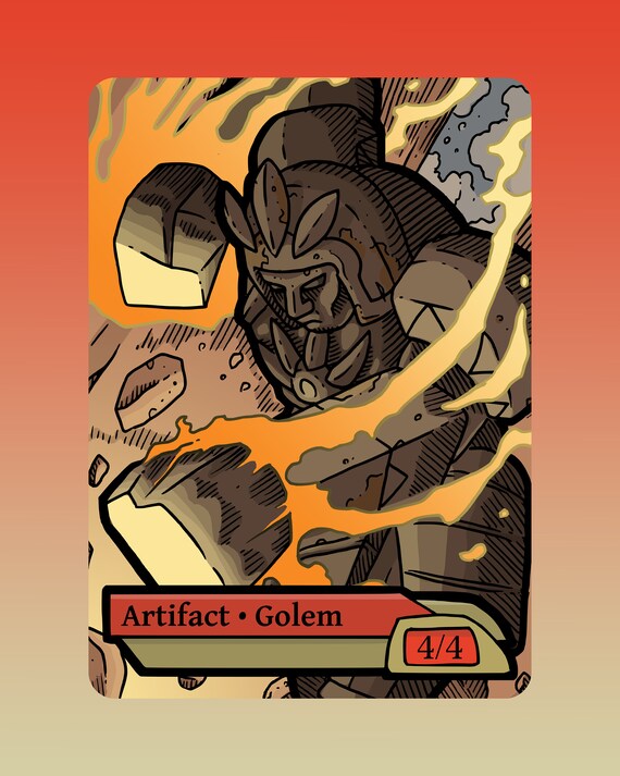 Golem Token Custom Altered MTG Magic the Gathering Fantasy Etsy