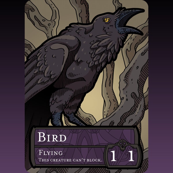 Bird Token - Custom MTG Magic the Gathering Fantasy Board Game Card Gaming Collectible DnD Commander Dungeons Dominaria DMU Raven Man