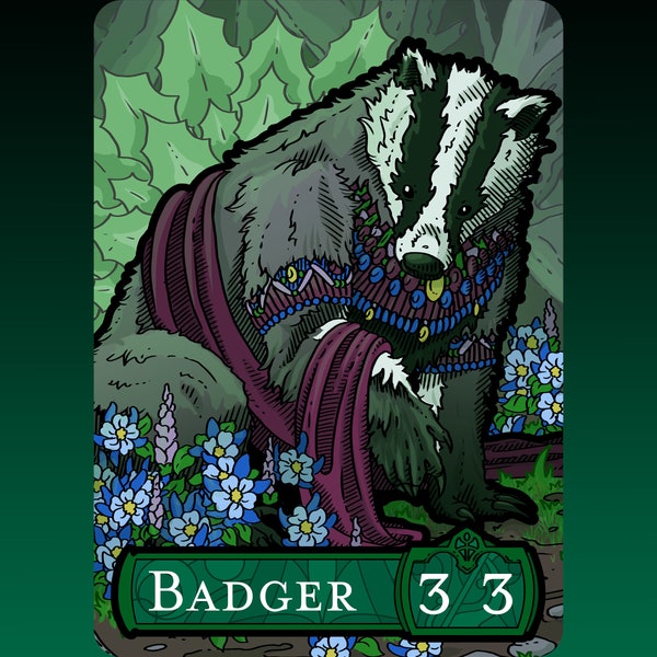 Badger Token - Custom MTG Magic the Gathering Fantasy Board Game Card Gaming Collectible DnD Commander Dungeons Dominaria DMC Greensleeves