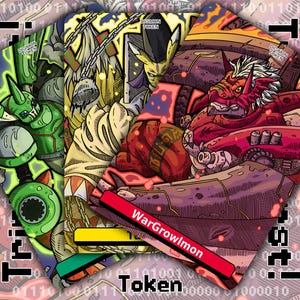 Trinity Burst Tokens - Digimon Kartenspiel Rot Gelb Grün - Trinity Burst WarGrowlmon Taomon Rapport 2.5 Xros Encounter