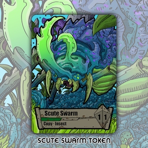 Token Scute Swarm - Cópia personalizada MTG Magic the Gathering Fantasy Board Game Card Gaming Collectible Commander Zendikar Rising ZNR