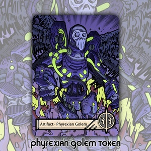 CLEARANCE Phyrexian Golem Token - Custom Altered MTG Magic Gathering Fantasy Board Game Card Gaming Collectible Phyrexia Splicer Artifact