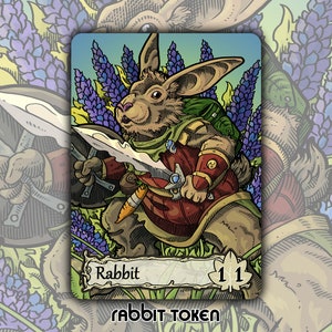 Ficha de conejo: juego de mesa de fantasía personalizado de MTG Magic the Gathering, juego de cartas coleccionable EDH Bloomburrow BLB Warren Tempt Season Jacked