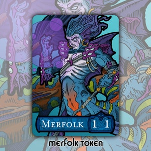 Ficha de tritón - Cartas coleccionables personalizadas para juegos de mesa de fantasía, MTG, Magic the Gathering, D&D, Commander, Dominaria, DMU Mihail