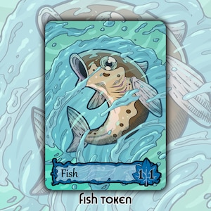 Fisch Token - Custom MTG Magic the Gathering Fantasy Brettspiel Karte Gaming Set Sammler EDH Bloomburrow BLB Geschenk Abschied Brunnenport