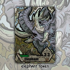 Ficha de elefante: juego de mesa de fantasía personalizado de MTG Magic the Gathering, juego de cartas coleccionable Altered Commander EDH Strixhaven Terastodon C21