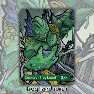 Frog Lizard Token - Custom Altered MTG Magic the Gathering Fantasy Board Game Card Gaming Collectible Rapid Hybridization Comic