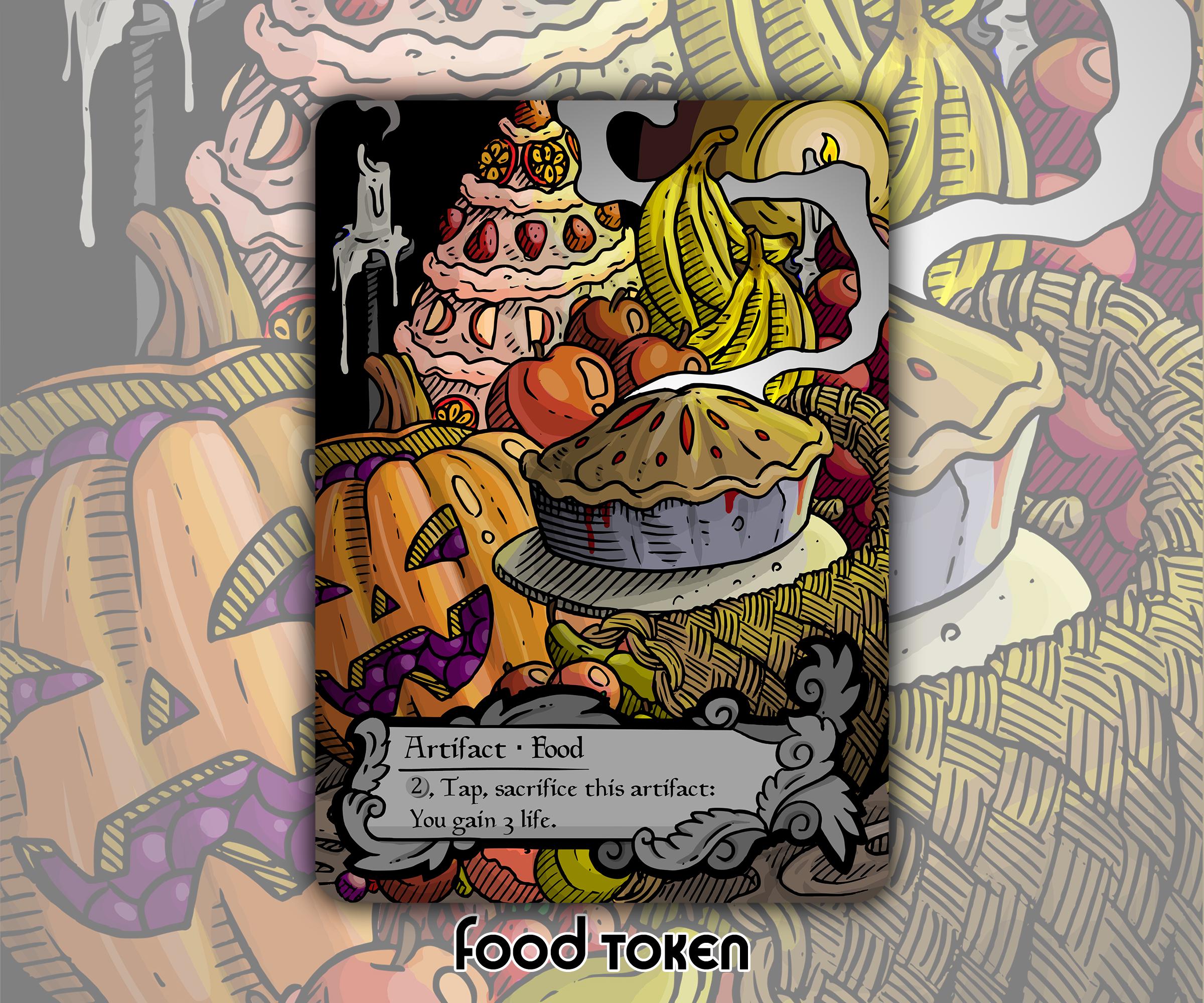 Food Token - Custom Altered MTG Magic the Gathering Fantasy Board Game Card Gaming Set Collectible M21 Core Set Eldraine Oko Cat