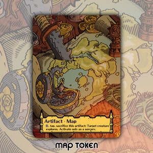 Ficha de mapa - MTG personalizado Magic the Gathering Fantasy Juego de mesa Juego de cartas Coleccionable Comandante Lost Caverns Ixalan Artefacto Explorar Kellan