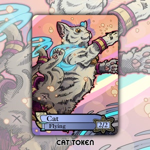 CLEARANCE Cat Token - Custom MTG Magic Gathering Fantasy Board Game Card Gaming Collectible EDH Commander Trading Unfinity Katerina Flying