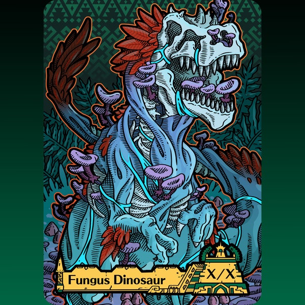 Fungus Dinosaur Token - Custom MTG Magic the Gathering Fantasy Board Game Card Gaming Collectible Commander Lost Caverns Ixalan Skullspore