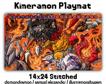 Kimeramon Playmat - 14x24 Digimon Card Game DCG Stitched Edges Purple White DM Composite Versus Monsters