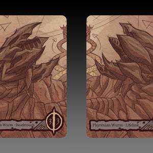 2 Wurm Tokens - Blueprint Custom Altered MTG Magic the Gathering Fantasy Board Game Card Gaming Set Collectible Wurmcoil Engine Artifact