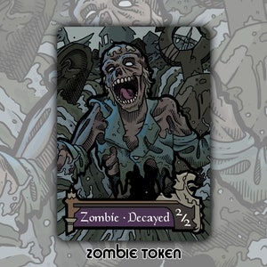 Ficha de zombi - Juego de mesa de fantasía personalizado MTG Magic the Gathering Innistrad Juego de cartas Coleccionable DnD Commander Horror Gótico Medianoche Oscuro