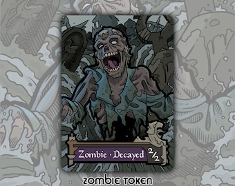 Zombie Token - Custom MTG Magic the Gathering Innistrad Fantasy Board Game Card Gaming Collectible DnD Commander Horror Gothic Midnight Dark