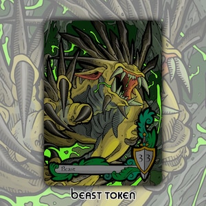 Segnalino Bestia - Set di carte da gioco MTG Magic the Gathering Fantasy Board Game personalizzato e alterato, da collezione Ikoria