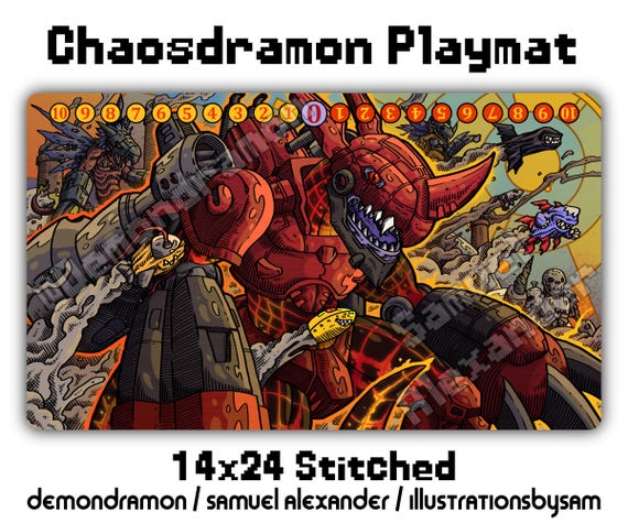 Chaosdramon Playmat - 14x24 Digimon Card Game DCG Stitched Edges