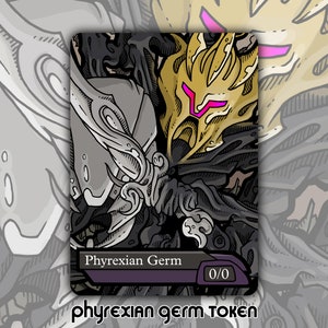 Ficha de germen pirexiano - Juego de cartas de fantasía MTG Magic the Gathering personalizado y alterado, coleccionable MH2 Modern Kaldra