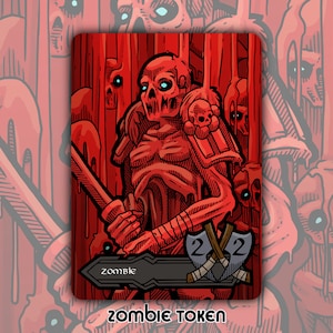Zombie Token - Juego de cartas de juego de mesa de fantasía MTG Magic Gathering personalizado coleccionable Altered Commander Kaldheim Grave Godmachine Black