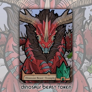 Ficha de bestia dinosaurio: juego de cartas de mesa de fantasía personalizado y modificado para MTG Magic the Gathering, coleccionable Ikoria Commander 2020