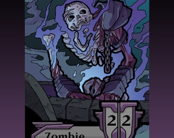 Zombie Token - Custom MTG Magic the Gathering Fantasy Board Game Card Gaming Set Collectible Altered Commander Legends EDH Skeleton Black