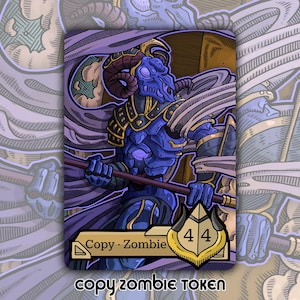 Copia de ficha de zombi: juego de mesa de fantasía MTG Magic the Gathering personalizado y alterado, juego de cartas coleccionable Amonkhet Scarab DFT Aetherdrift