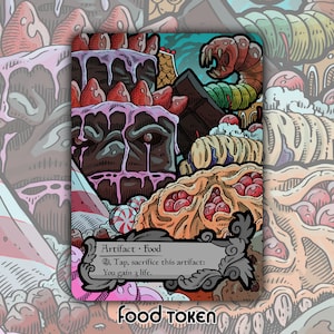 Ficha de comida - Juego de cartas de juego de mesa de fantasía Magic the Gathering personalizado de MTG Coleccionable Altered Commander EDH WOE Eldraine Goose Sugarmaw