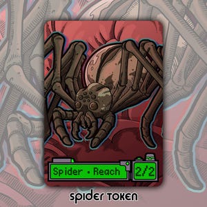 Spider Token - Juego de cartas de juego de mesa de fantasía MTG Magic Gathering personalizado y alterado, muñeco de Duskmourn Green Reach Twitching