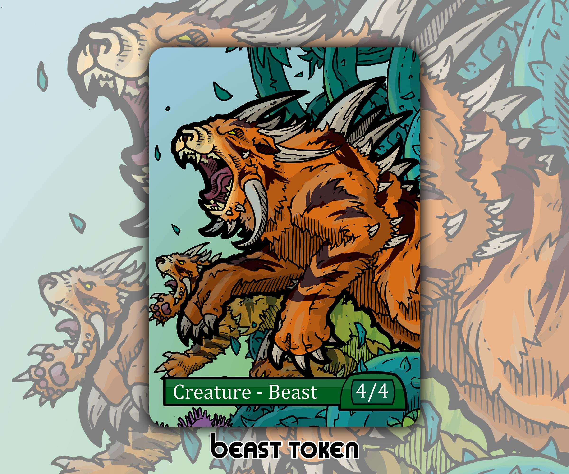 Beast - Custom Token for Magic the Gathering 4/4 Green Onslaught