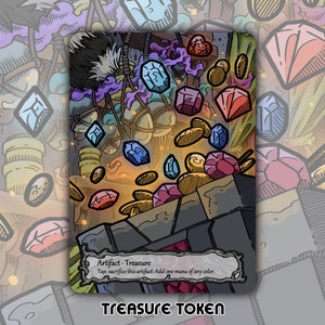 Treasure Token - Juego de cartas de juego de mesa de fantasía Magic the Gathering personalizado de MTG, coleccionable, EDH, Bloomburrow, BLB, Bloodroot, Fountainport