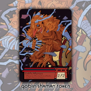 Ficha de chamán goblin: juego de cartas de mesa de fantasía MTG Magic the Gathering modificado a medida, coleccionable Kamigawa Neon DnD Kiki