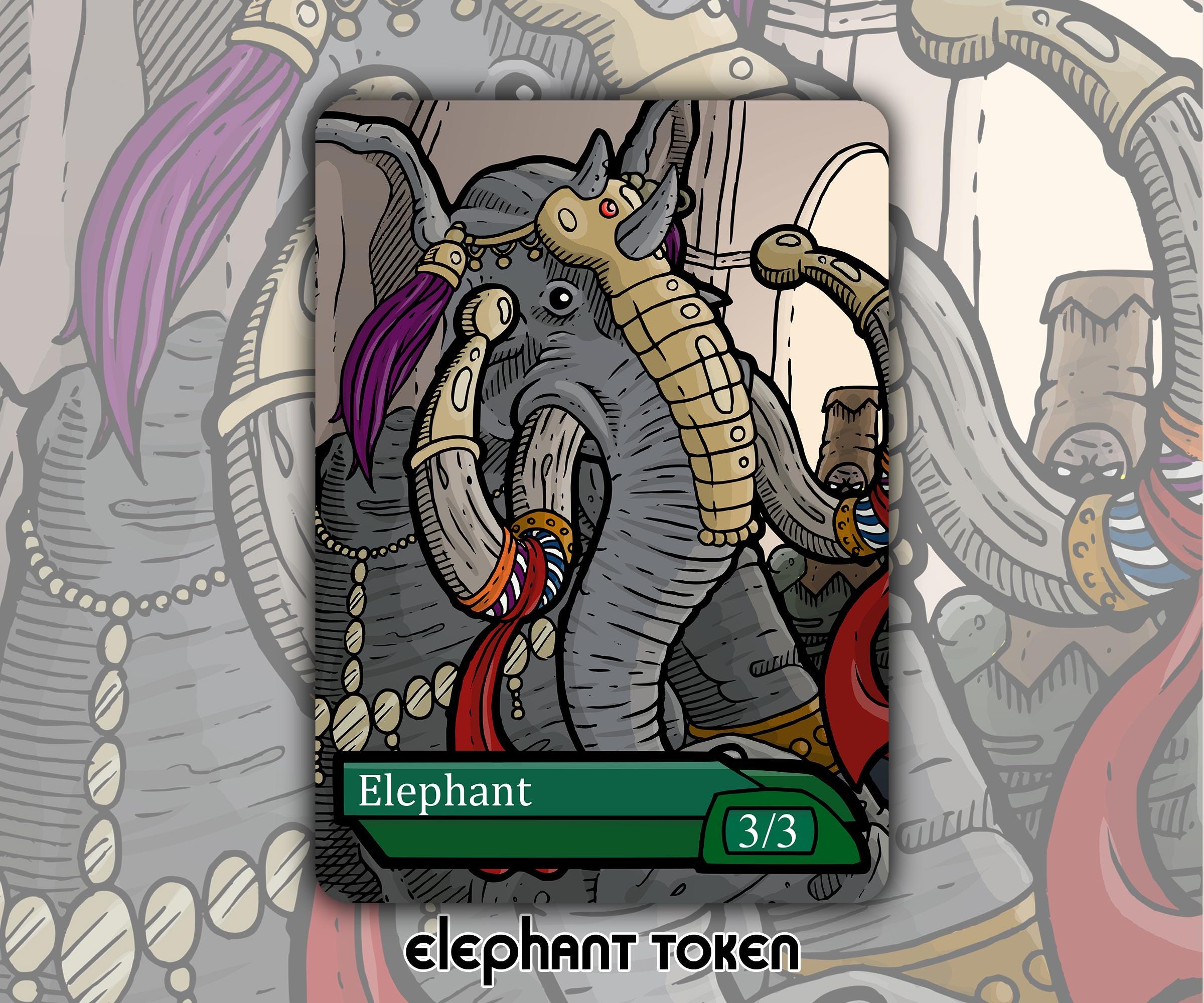 Elephant Token - Custom MTG Magic the Gathering Fantasy Board Game