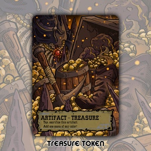 Treasure Token - Juego de cartas de juego de mesa de fantasía Magic the Gathering personalizado de MTG, coleccionable, Altered Commander Outlaws Thunder Junction