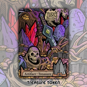 Ficha de tesoro: juego de cartas de mesa de fantasía MTG Magic the Gathering, personalizado y modificado, coleccionable, Ikoria Commander 2020