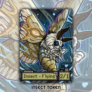 Ficha de insecto: juego de mesa de fantasía MTG Magic Gathering personalizado y alterado, juego de cartas coleccionable Duskmourn White Overlord Mistmoors Flying