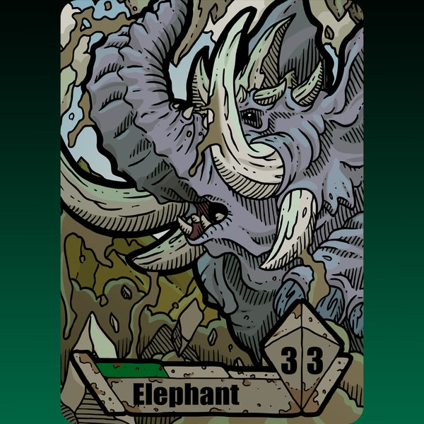 Elephant Token - Custom MTG Magic the Gathering Fantasy Board Game Card Gaming Collectible Altered Commander EDH Strixhaven Terastodon C21