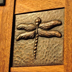 Craftsman Tile Frame with 4x4 Copper Dragonfly Tile Mission Style Bungalow Arts and Crafts image 2