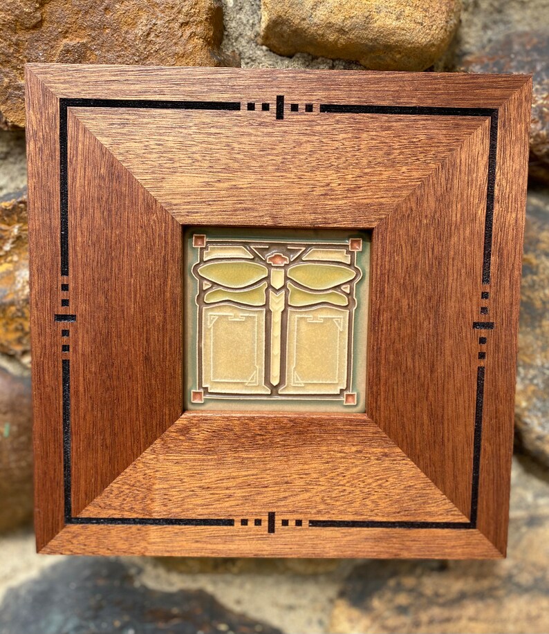 Craftsman Style Framed Dragonfly Motawi Tile Mission Style Etsy